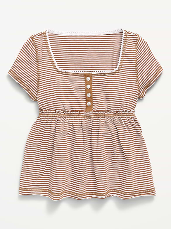 Short-Sleeve Henley Top for Girls