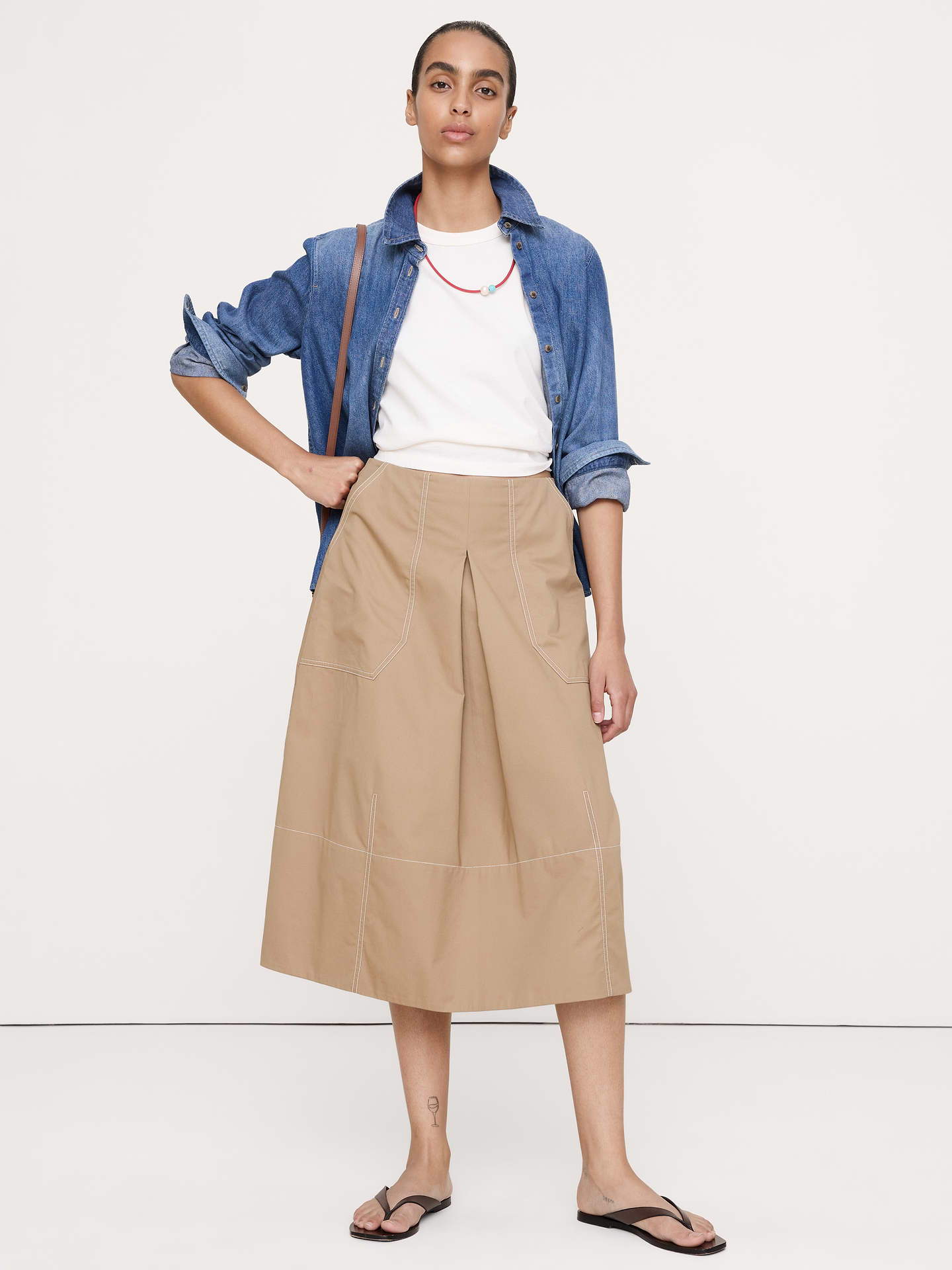 Image number 1 showing, Barrel Midi Skirt