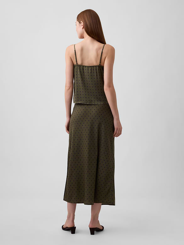 Satin Pull-On Maxi Skirt