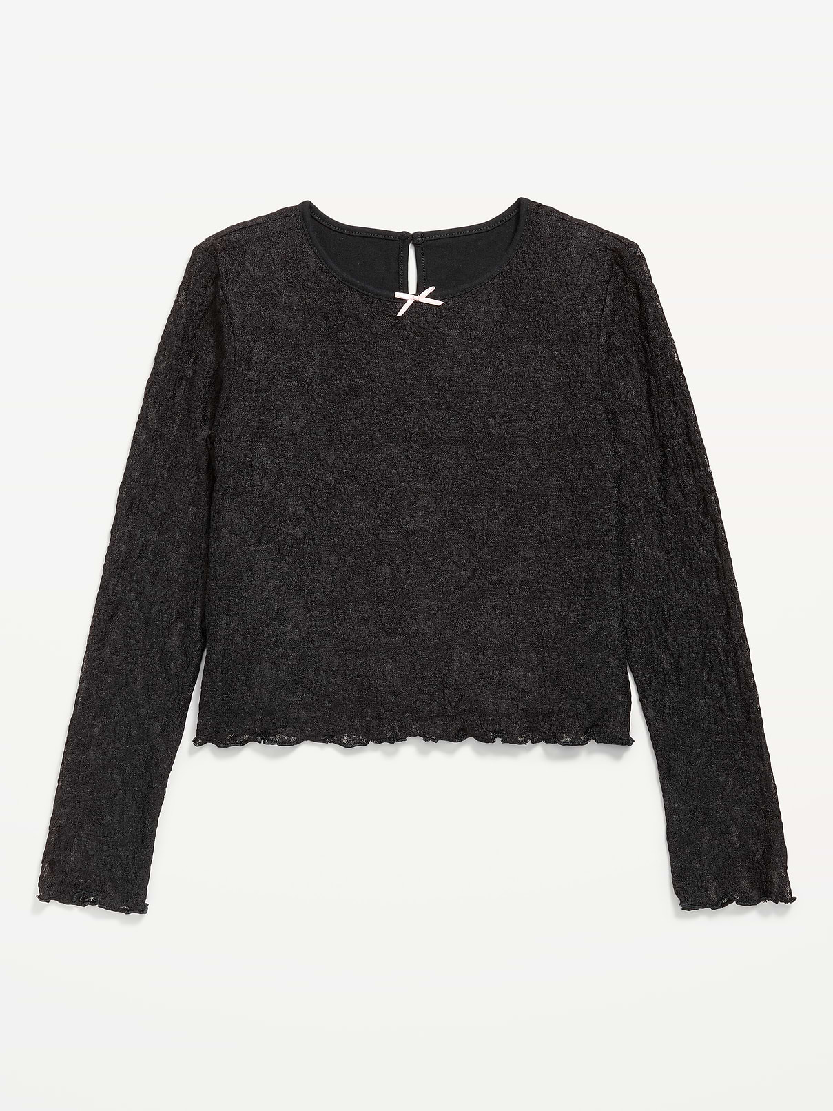 Image number 1 showing, Fitted Long-Sleeve Lace Top for Girls