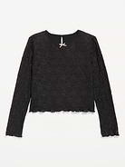 Image number 1 showing, Fitted Long-Sleeve Lace Top for Girls