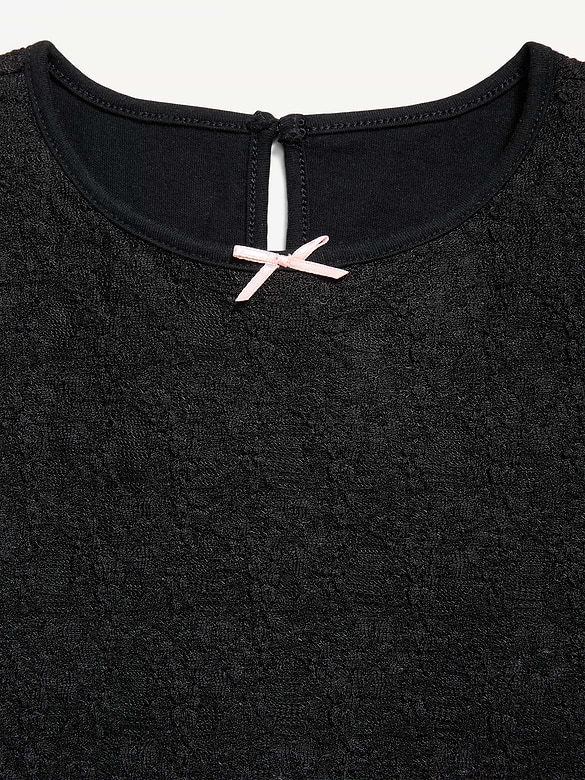 Fitted Long-Sleeve Lace Top for Girls