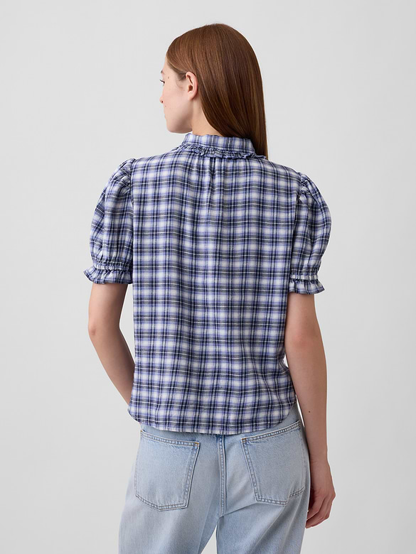 Puff Sleeve Flannel Shirt