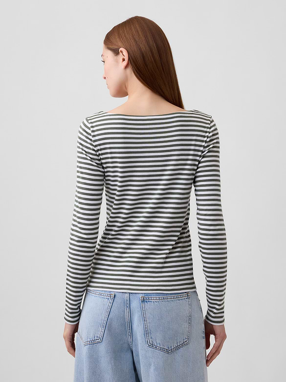 Modern Ribbed Boatneck T-Shirt