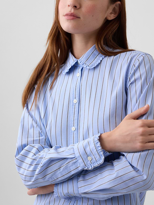Classic Ruffle-Collar Cotton Shirt