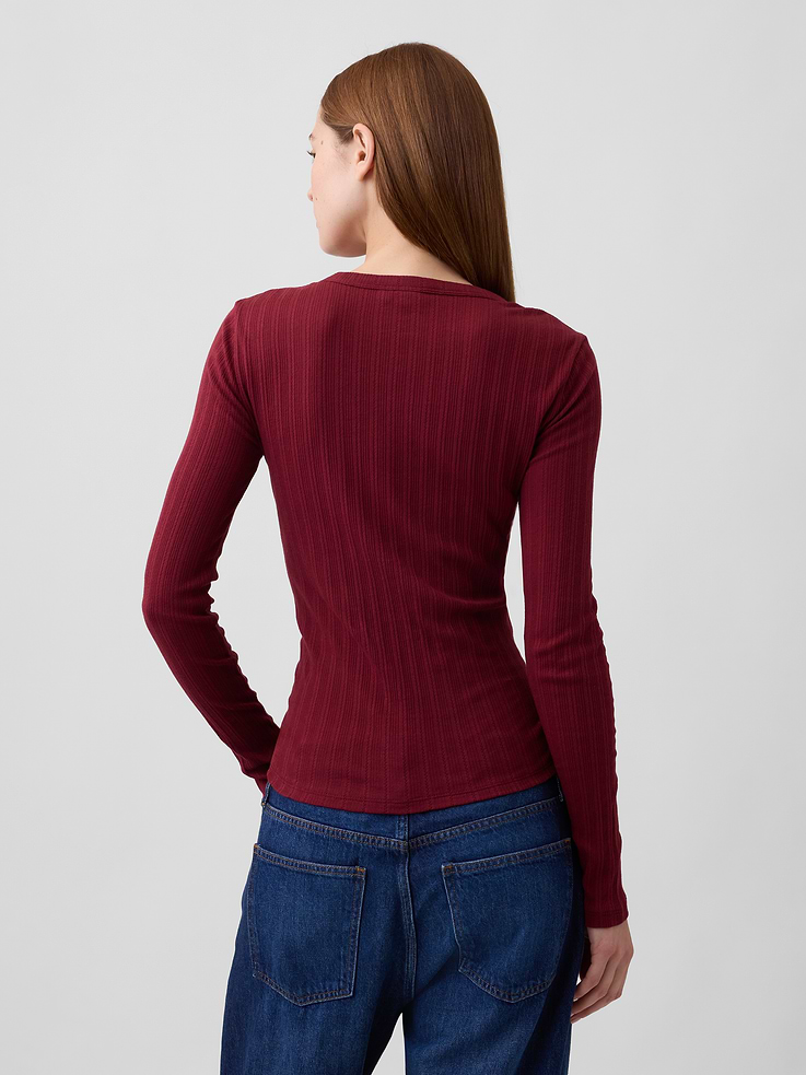 Image number 2 showing, Essential Ribbed Pointelle T-Shirt