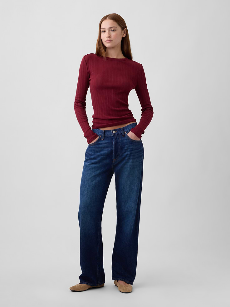 Image number 3 showing, Essential Ribbed Pointelle T-Shirt