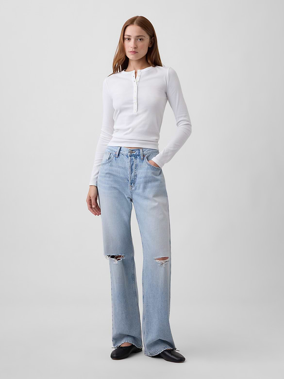 Ribbed Henley T-Shirt