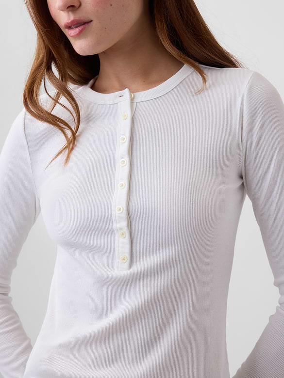Ribbed Henley T-Shirt