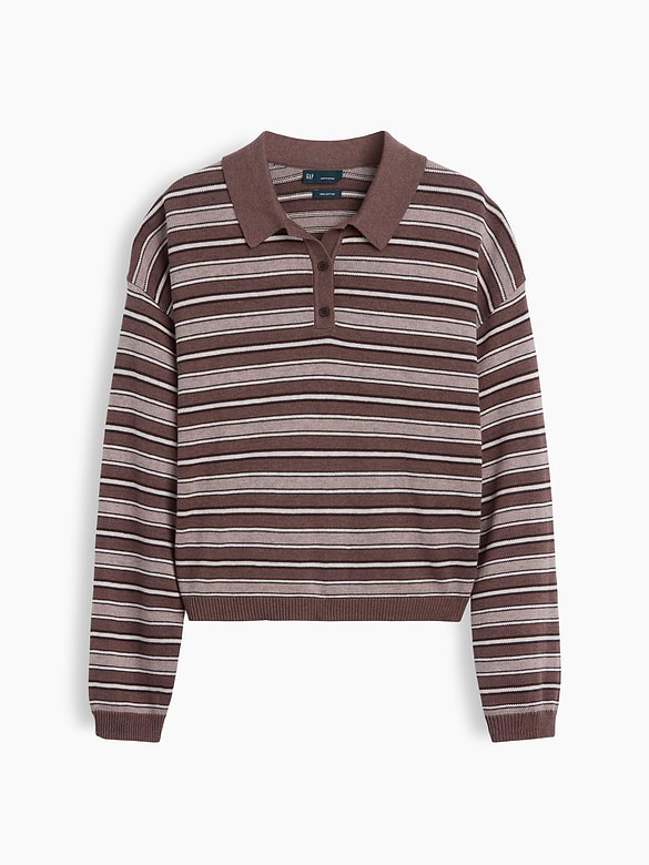 100% Cotton Relaxed Polo Sweater