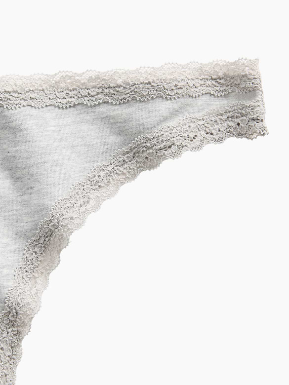 SoftMade Organic Stretch Cotton Lace-Trim Thong