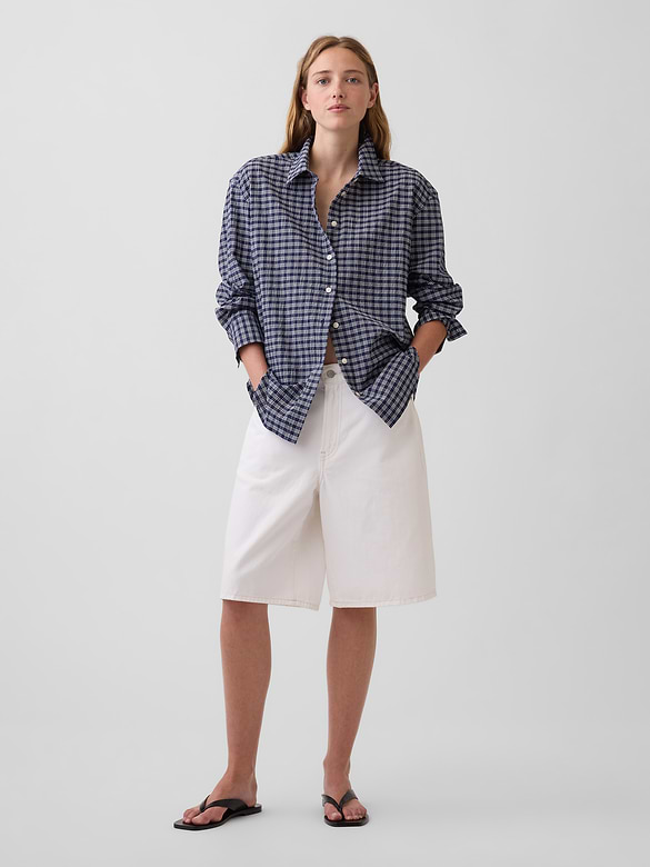 Seersucker Plaid Oversized Shirt