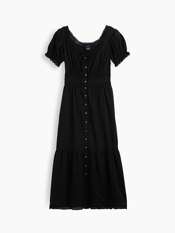 Image number 6 showing, Scoop-Neck Lace-Trim Tiered Maxi Dress