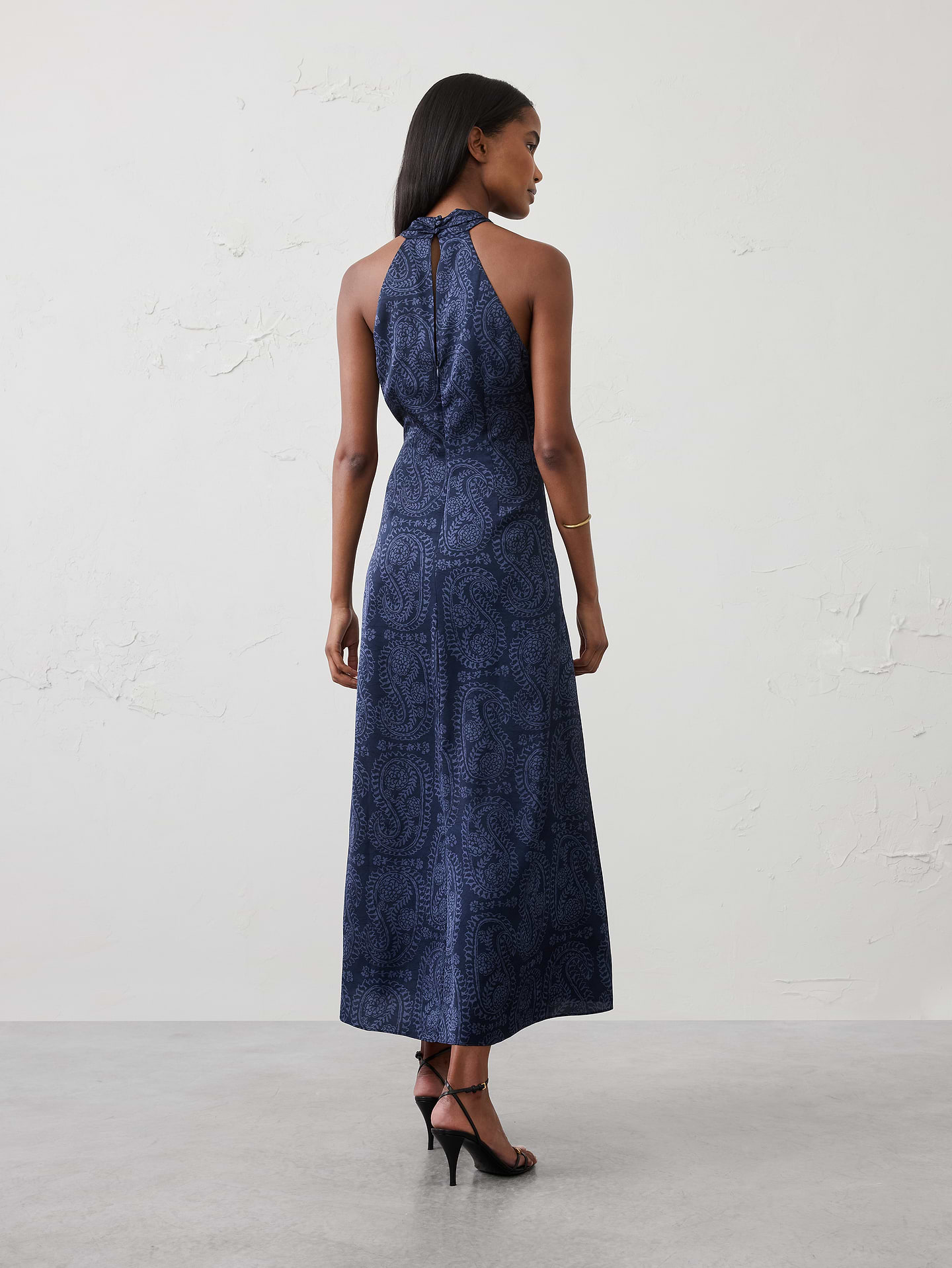 Image number 2 showing, Satin Halter Tie-Waist Maxi Dress