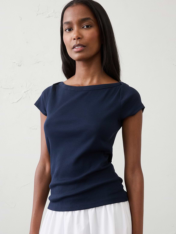Ribbed Boatneck Top