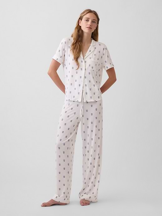 SoftMade Modal PJ Pants - Off white coffee cup print by Gap