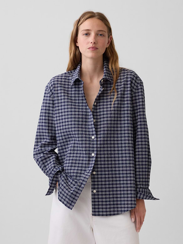 Seersucker Plaid Oversized Shirt