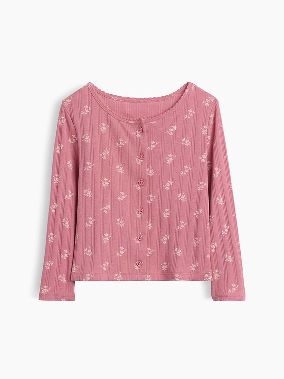 Baby & Toddler Pointelle Rib Floral Cardigan