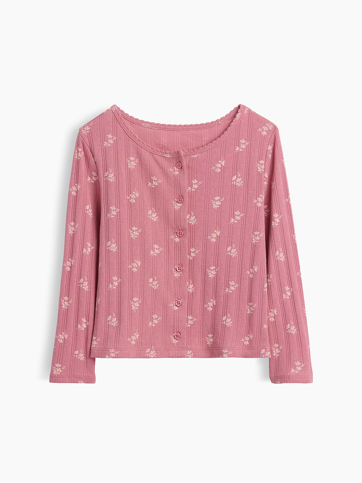 Image number 1 showing, Baby & Toddler Pointelle Rib Floral Cardigan