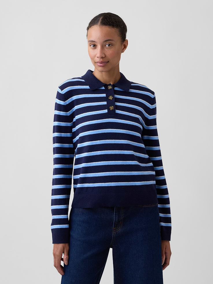 Image number 1 showing, CashSoft Relaxed Sweater Polo Shirt