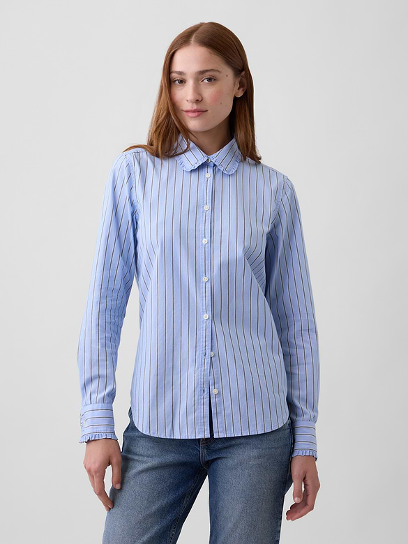 Classic Ruffle-Collar Cotton Shirt