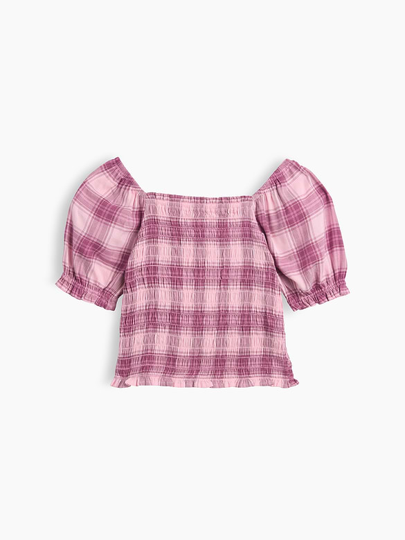 Kids Puff Sleeve Smocked Peplum Top