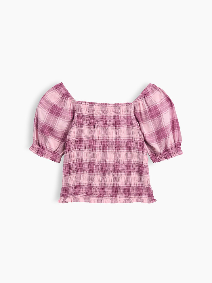 Image number 1 showing, Kids Puff Sleeve Smocked Peplum Top