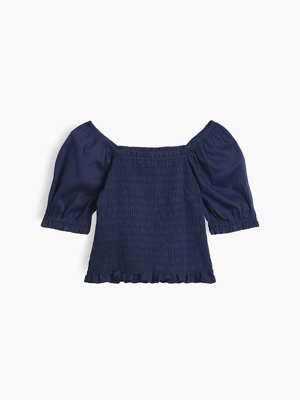 Kids Puff Sleeve Smocked Peplum Top