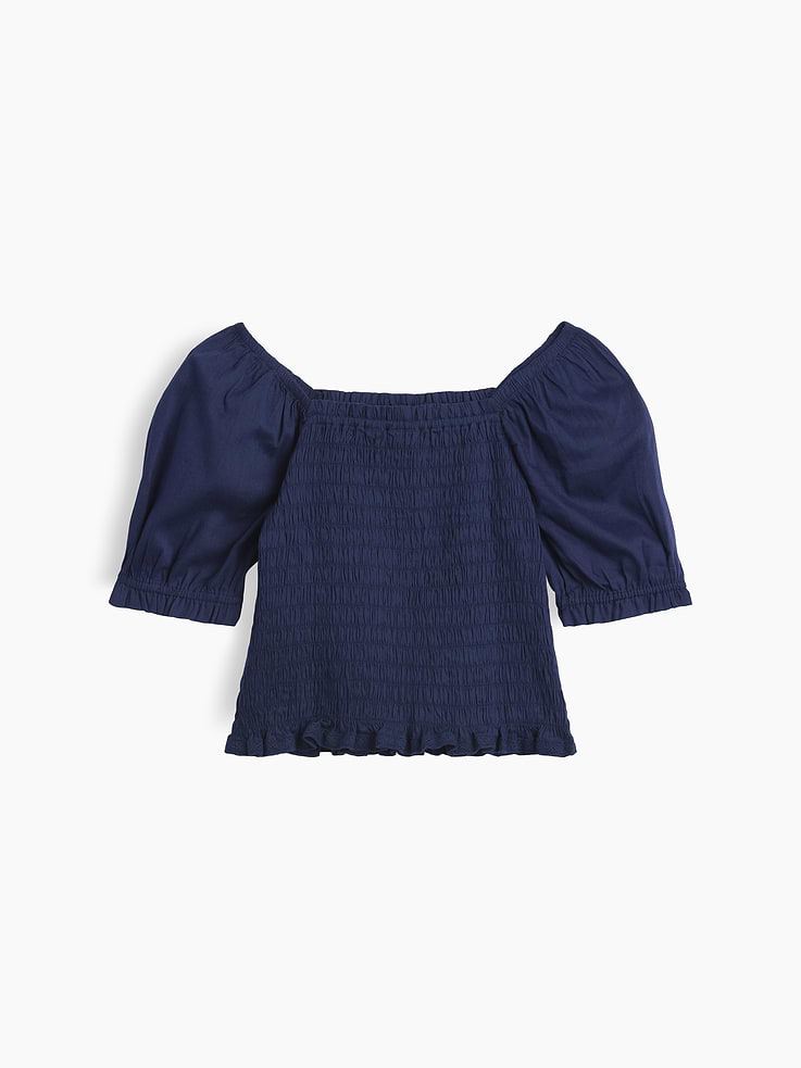 Image number 1 showing, Kids Puff Sleeve Smocked Peplum Top