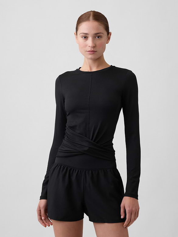 GapFit Brushed Jersey Crossover Top