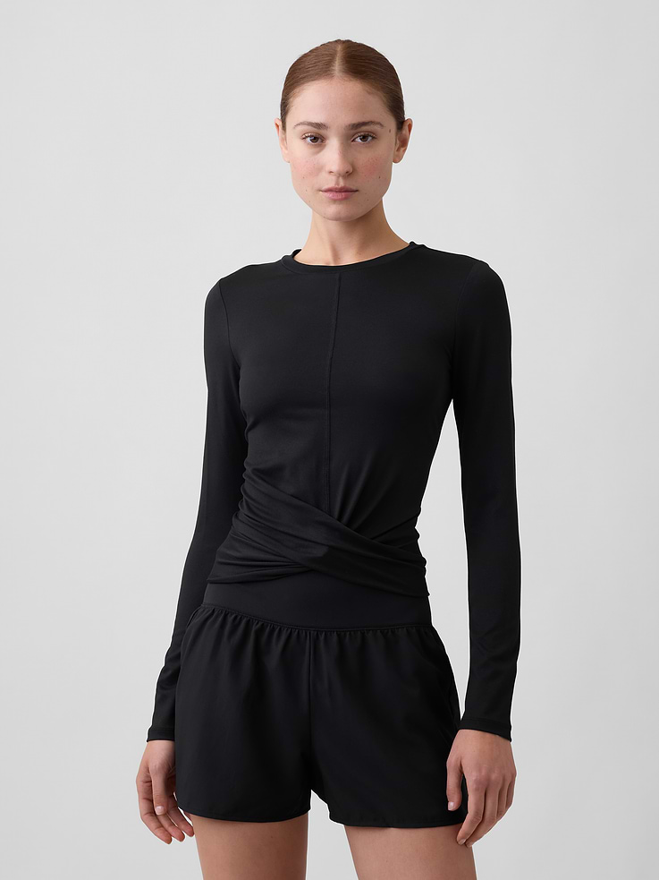 Image number 1 showing, GapFit Brushed Jersey Crossover Top