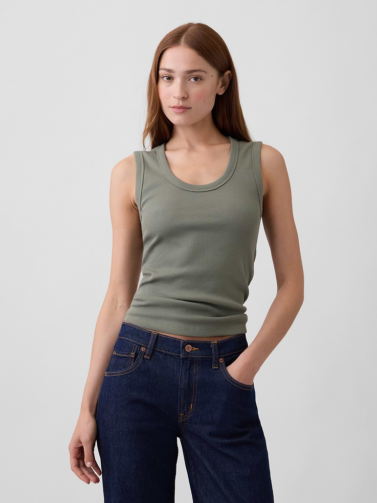 Image number 1 showing, Ribbed Scoopneck Tank Top