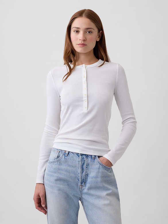 Ribbed Henley T-Shirt