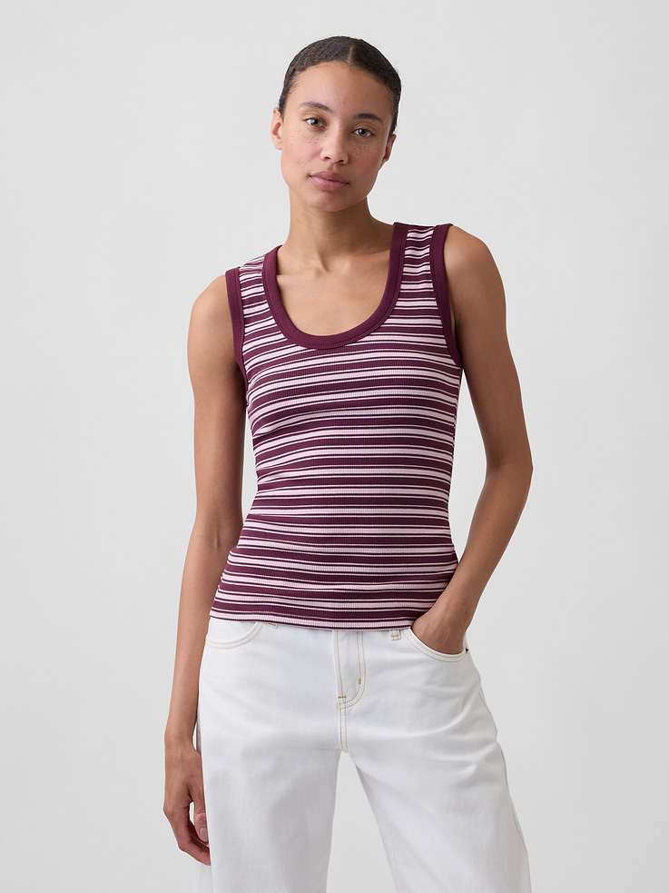Image number 1 showing, Ribbed Scoopneck Tank Top