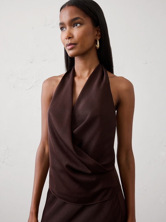 Cowl-Neck Cropped Top