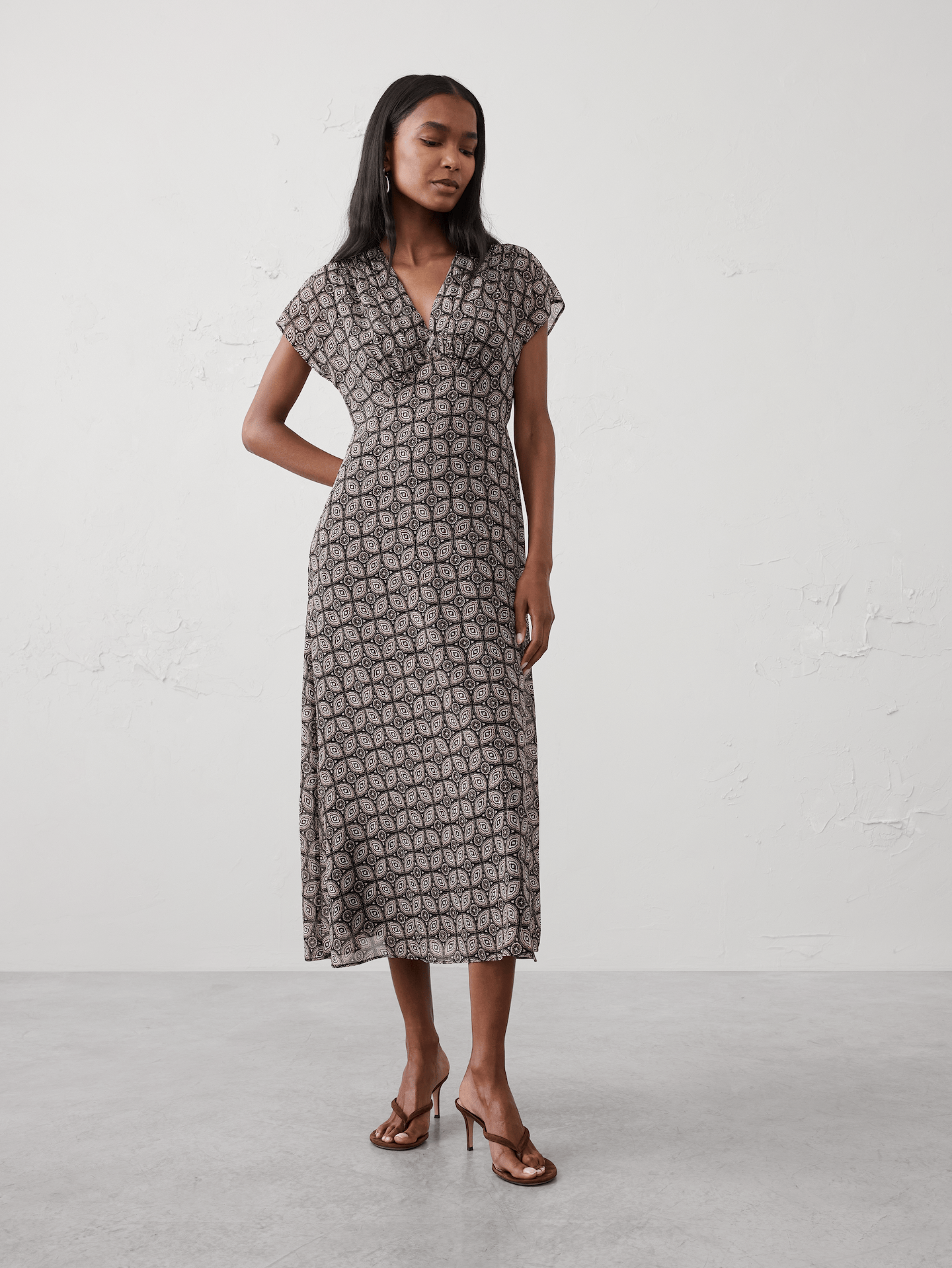 Image number 1 showing, Gathered Empire Midi Dress