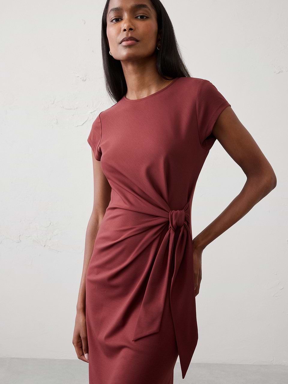 banana republic knit dresses Women's Side-Tie Midi Dress Black Regular Size XS Blue