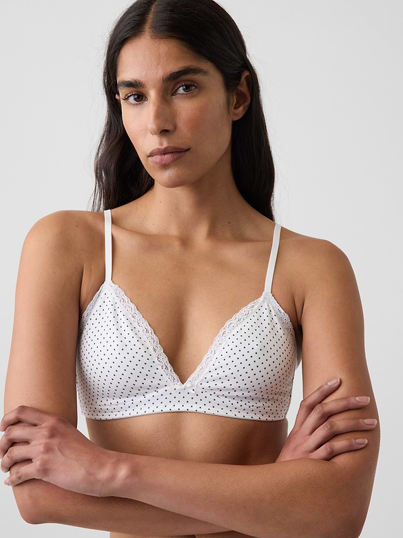 SoftMade Organic Stretch Cotton Lace-Trim Triangle Bralette