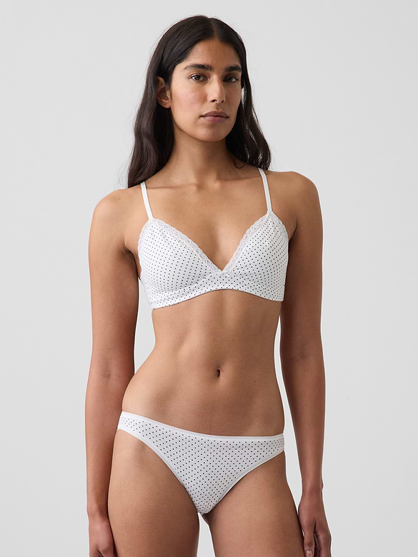 SoftMade Organic Stretch Cotton Lace-Trim Triangle Bralette