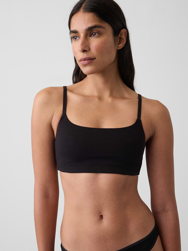 L'image numéro 3 présente Soutien-gorge léger à encolure dégagée en coton biologique extensible PureDouceur