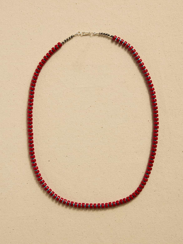 Archive Red Beaded Matinee Necklace
