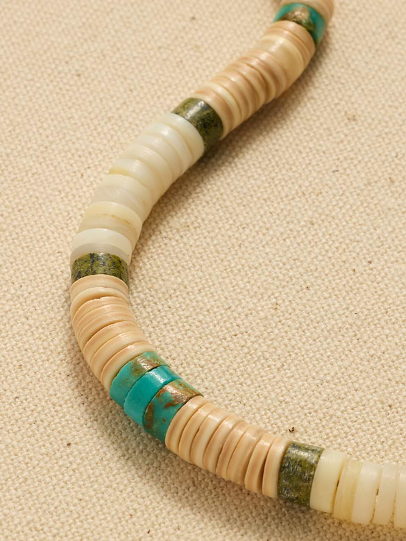 Archive Turquoise-Centered Beaded Surfer Necklace