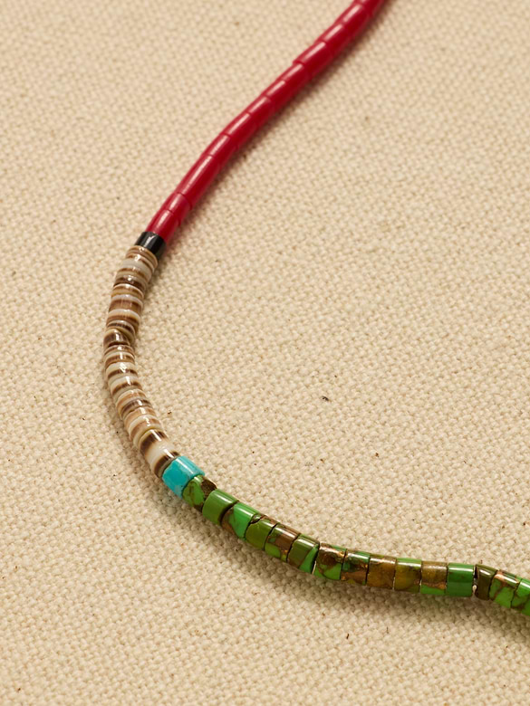 Archive Brown And Turquoise Beaded Matinee Necklace