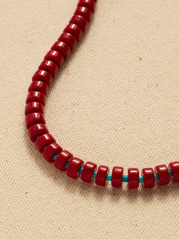Archive Red Beaded Matinee Necklace