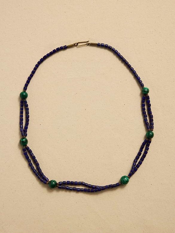 Archive Double Lapis Beaded Opera Necklace
