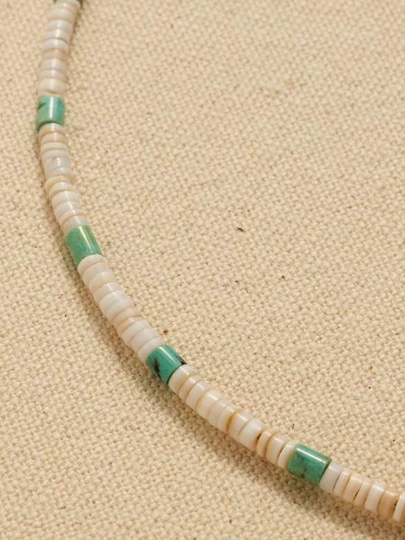 Archive White And Turquoise Beaded Collar Necklace