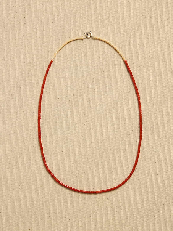 Archive Red And White Beaded Matinee Necklace