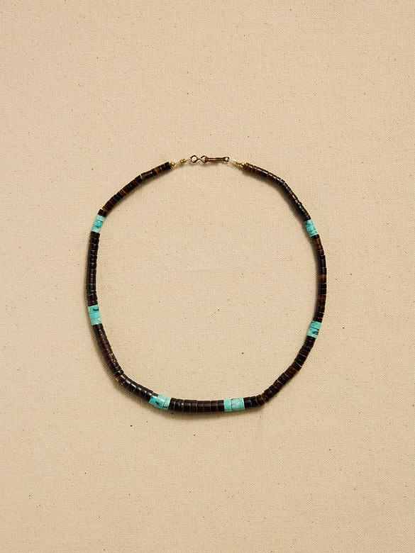 Archive Brown And Turquoise Beaded Choker Necklace