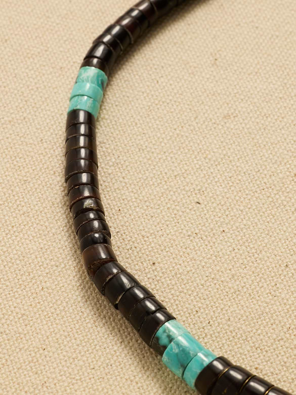 Archive Brown And Turquoise Beaded Choker Necklace