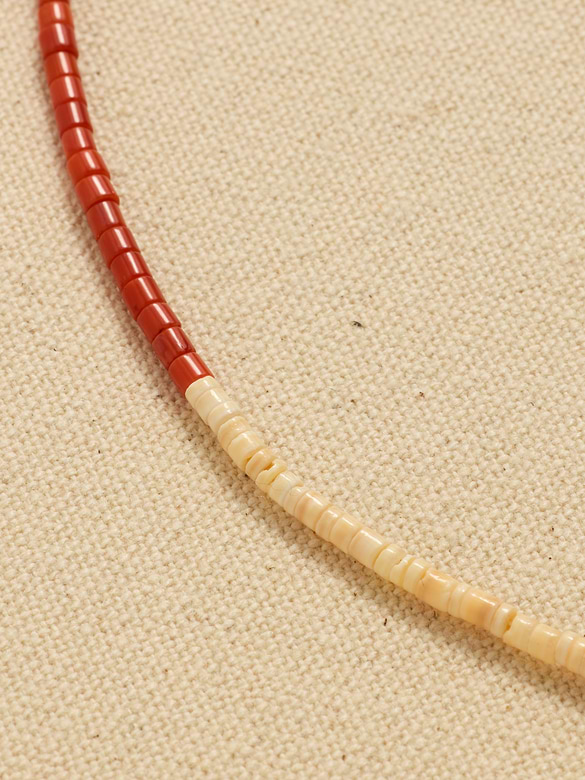 Archive Red And White Beaded Matinee Necklace